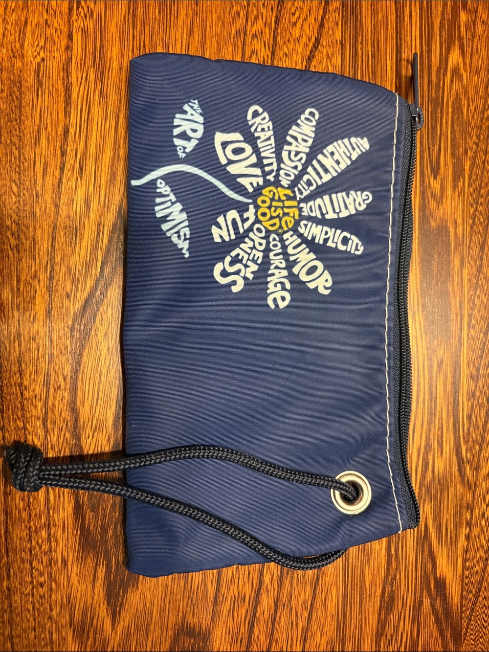 Navy Word Graphic Wristlet Pouch